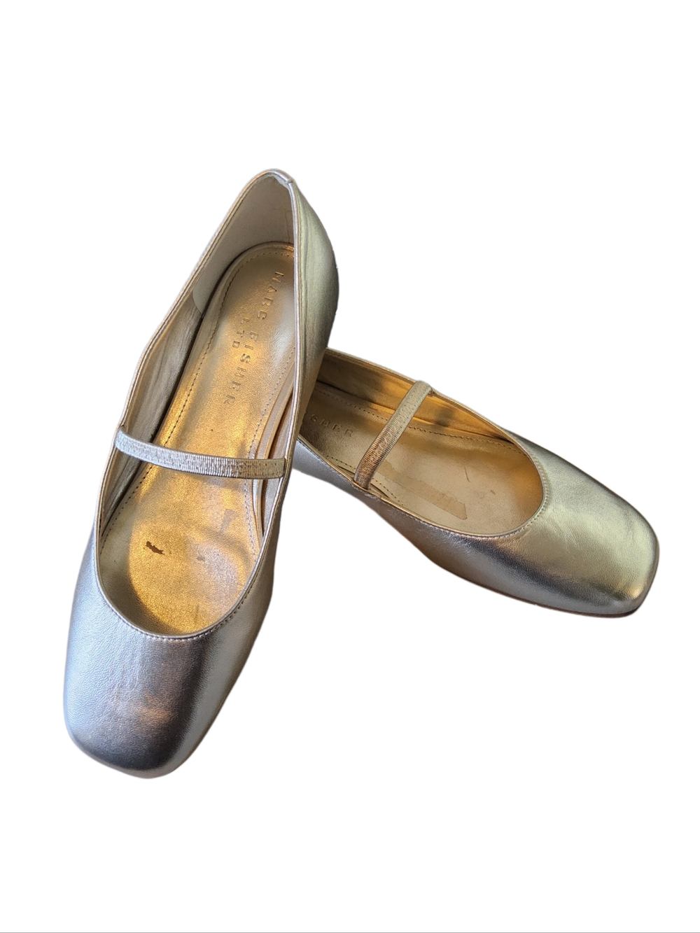 Marc Fisher Metallic Silver Mary Jane Flats